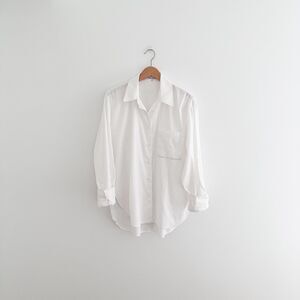 Reformation Eli Oversized Shirt | White Organic Cotton | Classic Button Down | S